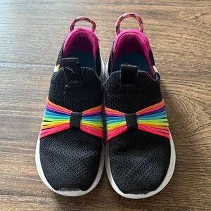 Kids Black and Rainbow Slip-On Shoes